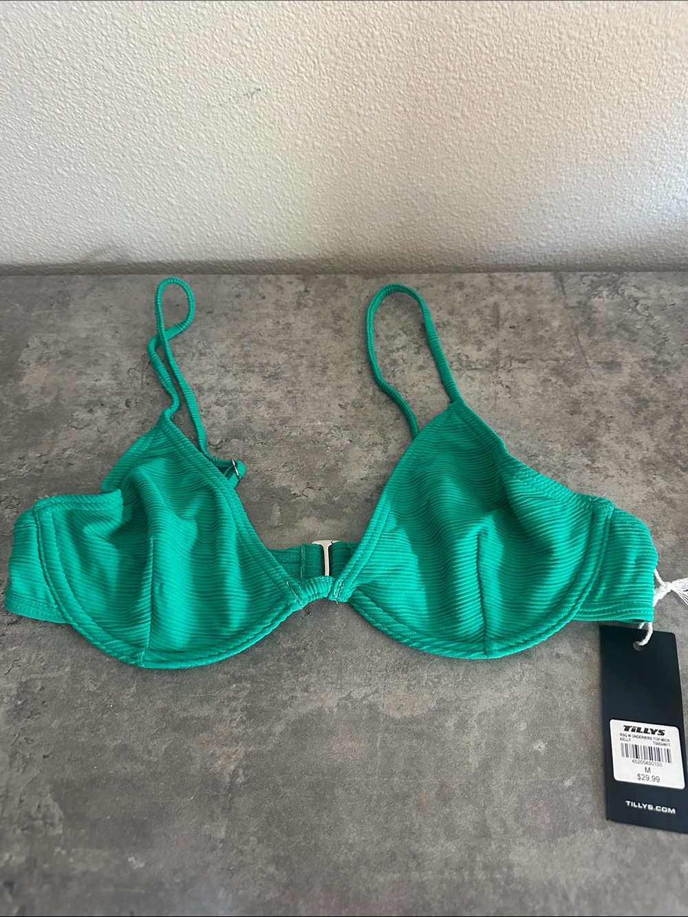 Tilly's Teal Ribbed Underwire Bikini Top